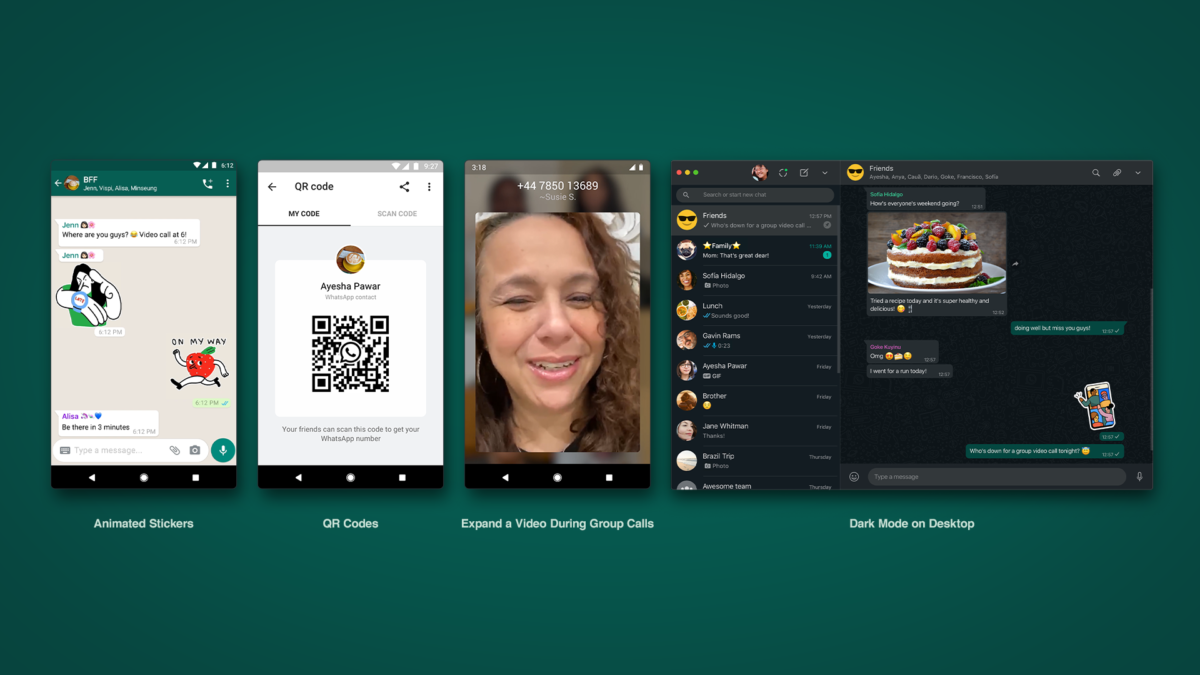 Las nuevas características de WhatsApp anunciadas en julio de 2020, incluidas las pegatinas animadas.