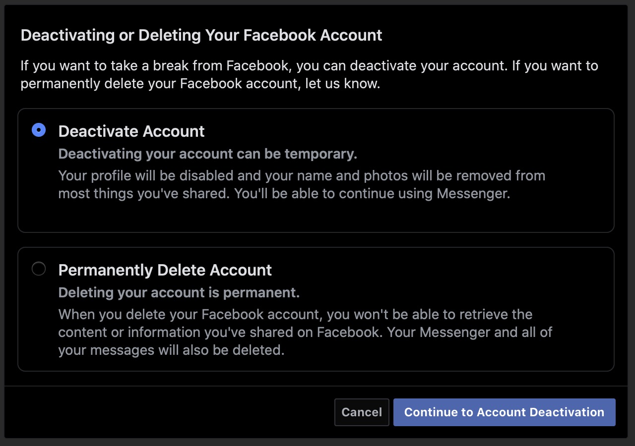 My account deactivate facebook How to
