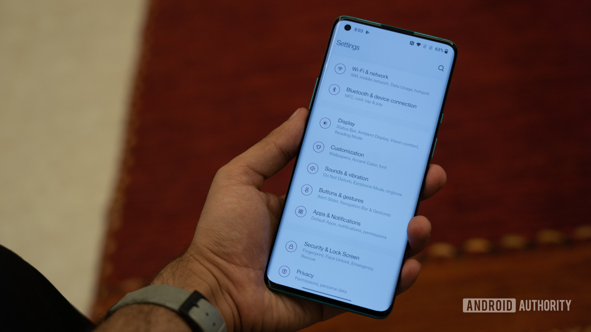 OnePlus 8 Pro Android 11 dev preview settings page