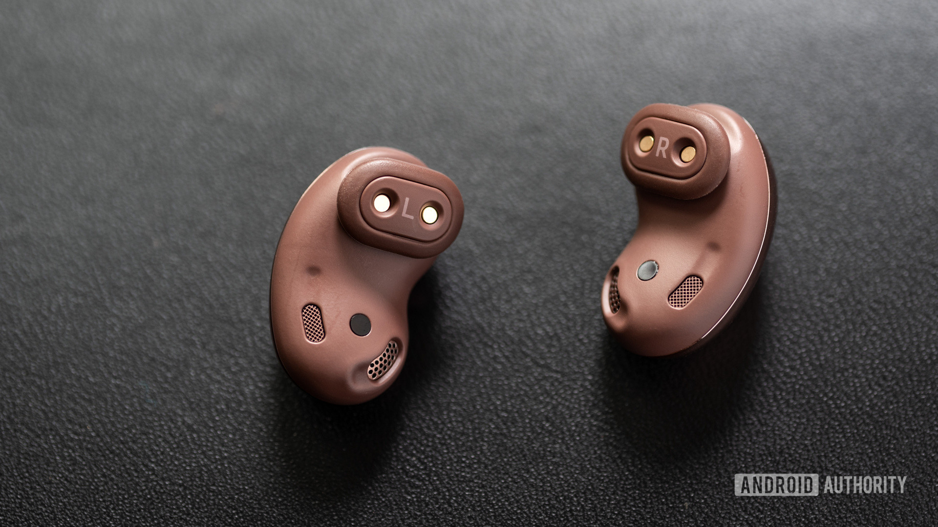 A picture of the Samsung Galaxy Buds Live noise cancelling true wireless earbuds wing tips, air vents, and IR sensors.
