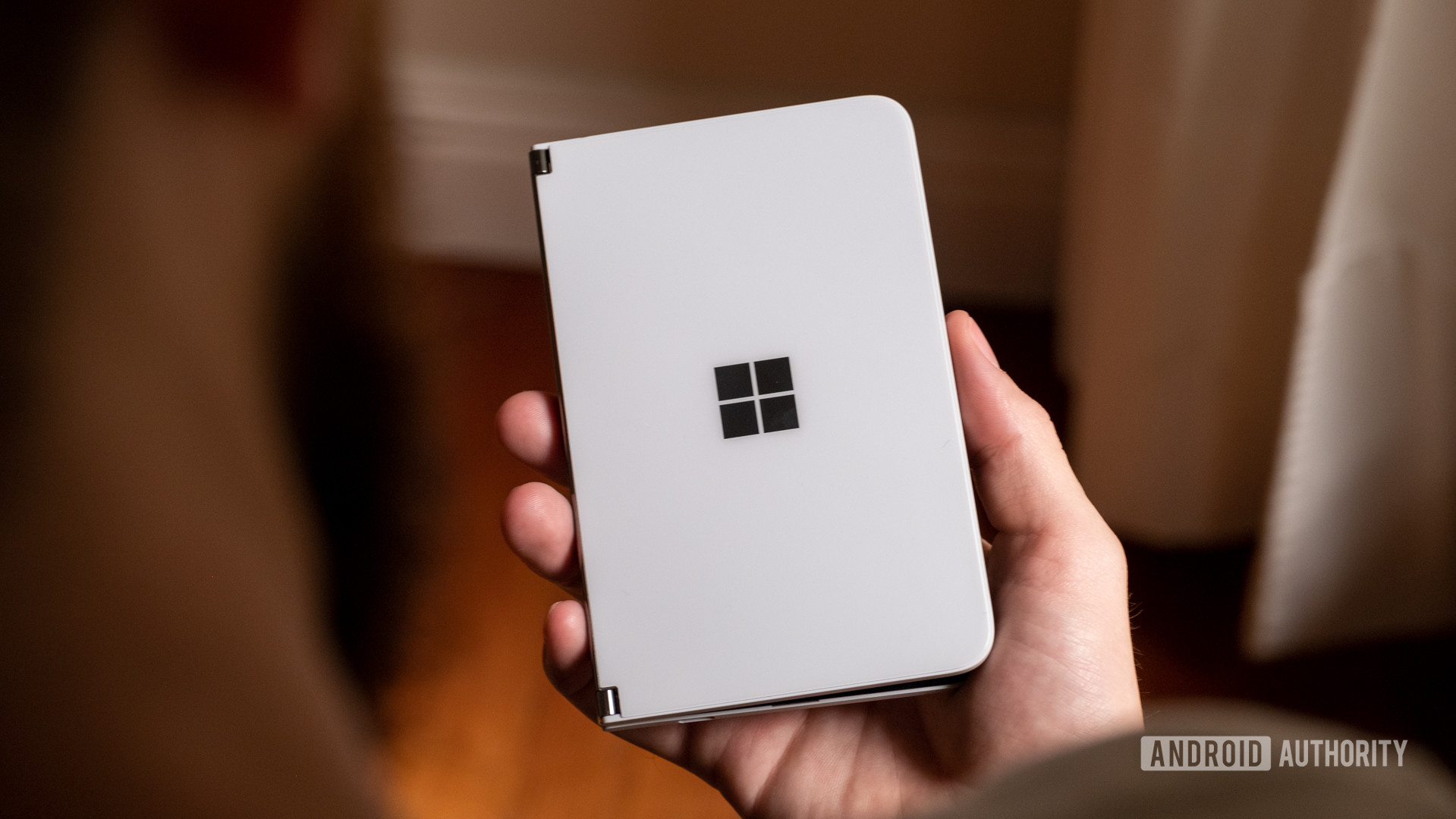 Microsoft Surface Duo closed held in hand