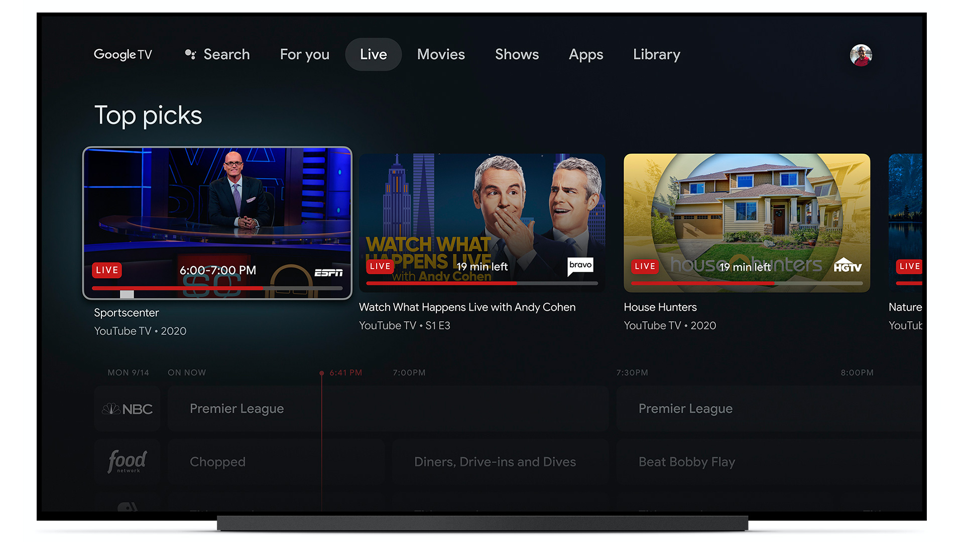 google tv live tab youtube streaming apps and services
