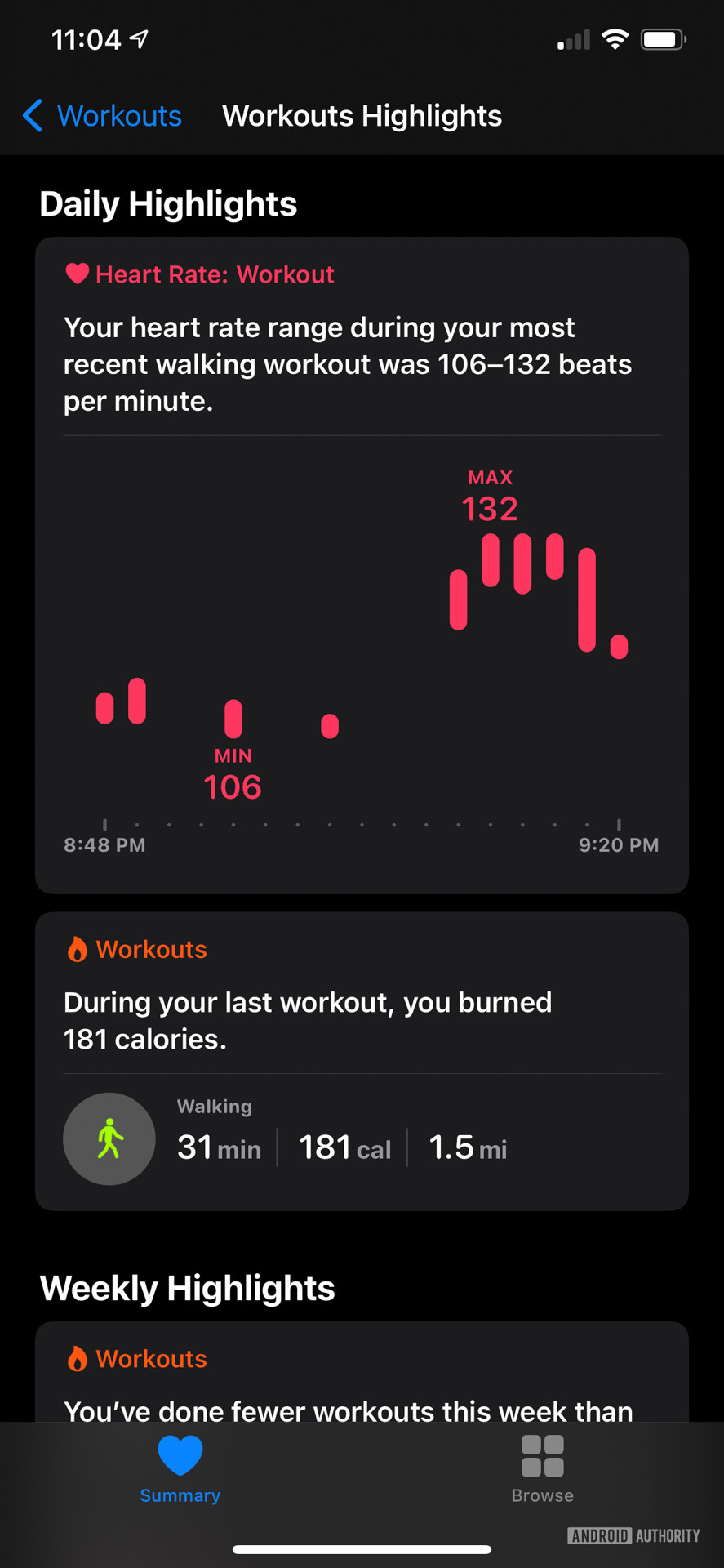 Apple Watch SE daily heart rate