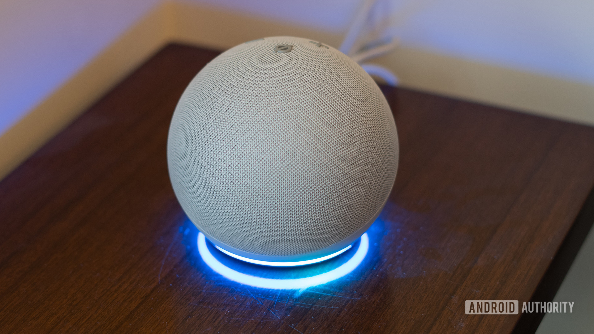 The ring light on a fourth-gen Echo Dot from 2020
