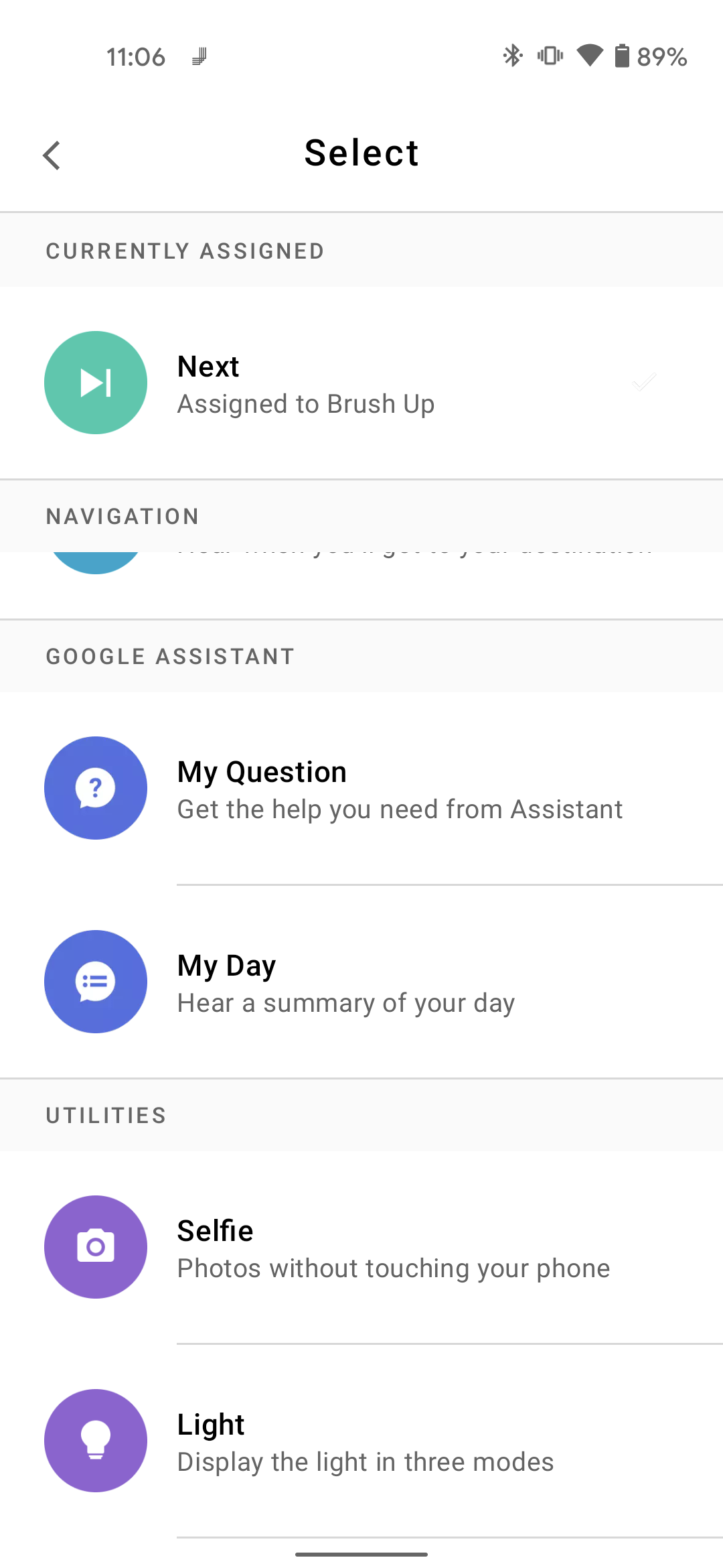 Google Jaquard actions list screenshot 4