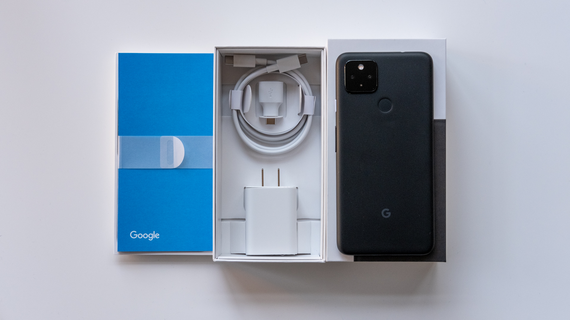 Google Pixel 4a 5G box and accessories