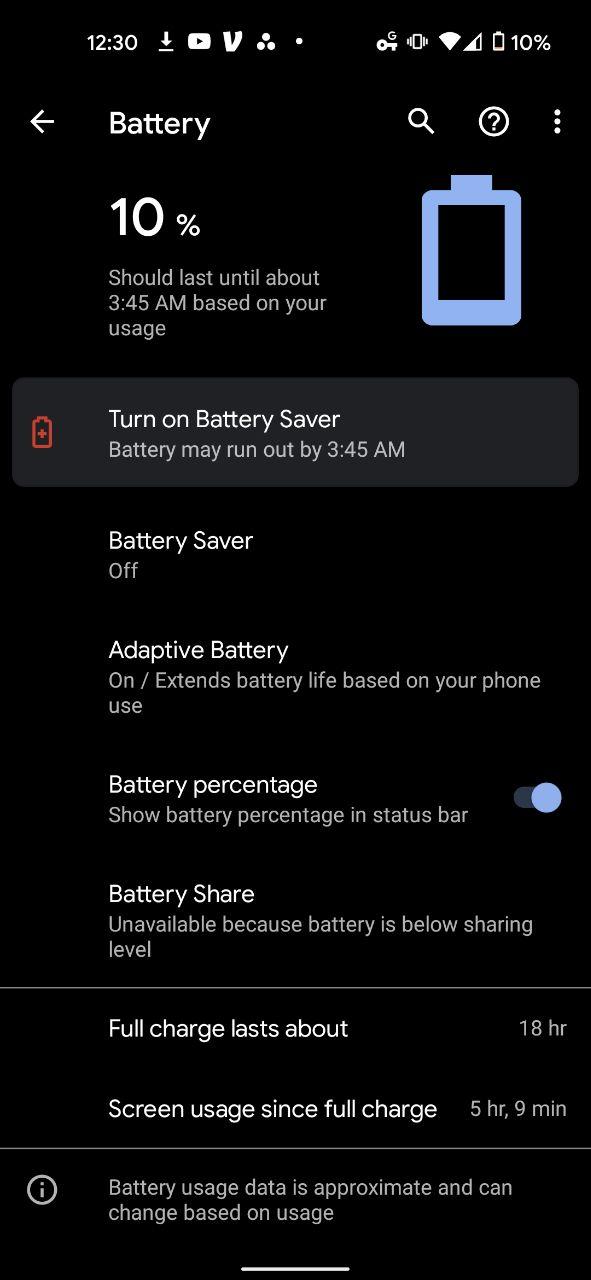 Google Pixel 5 battery life heavy day
