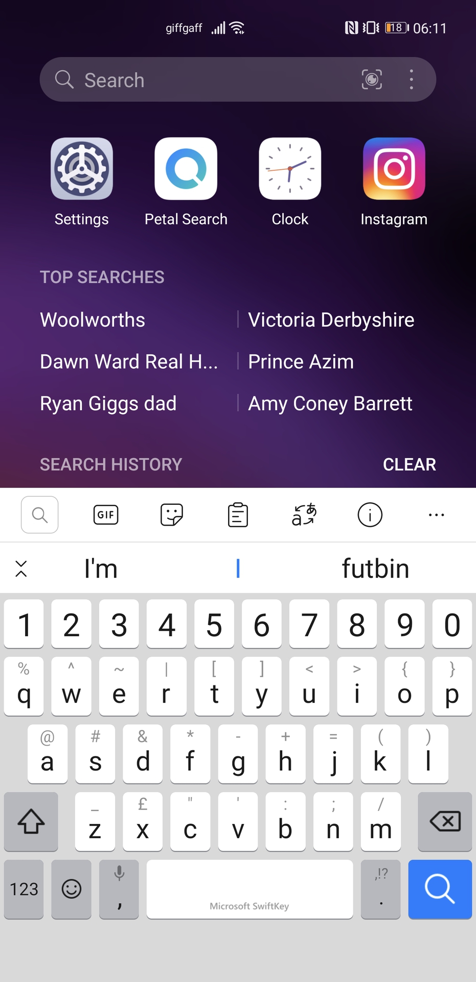Huawei Mate 40 Pro screenshot of the pull down search