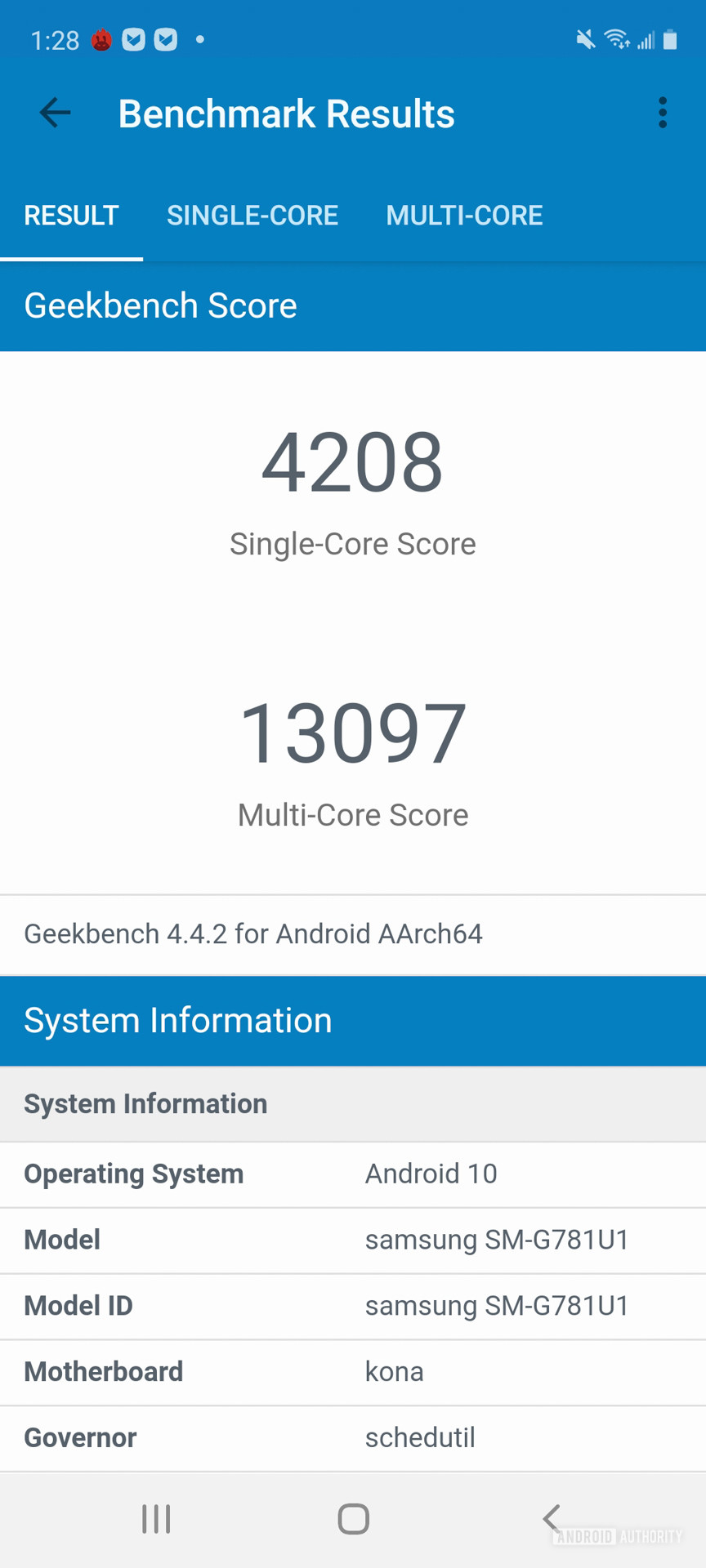 Samsung Galaxy S20 FE GeekBench4