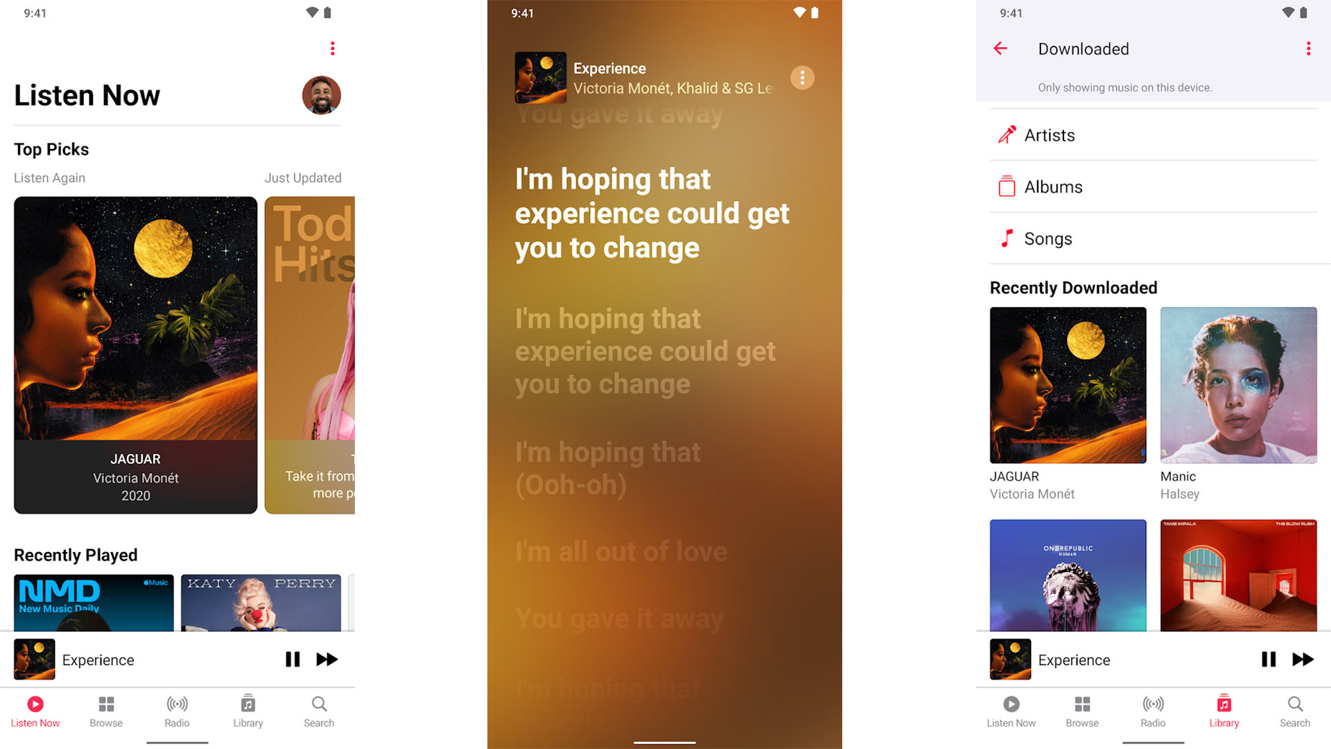 Capture d'écran Apple Music 2021