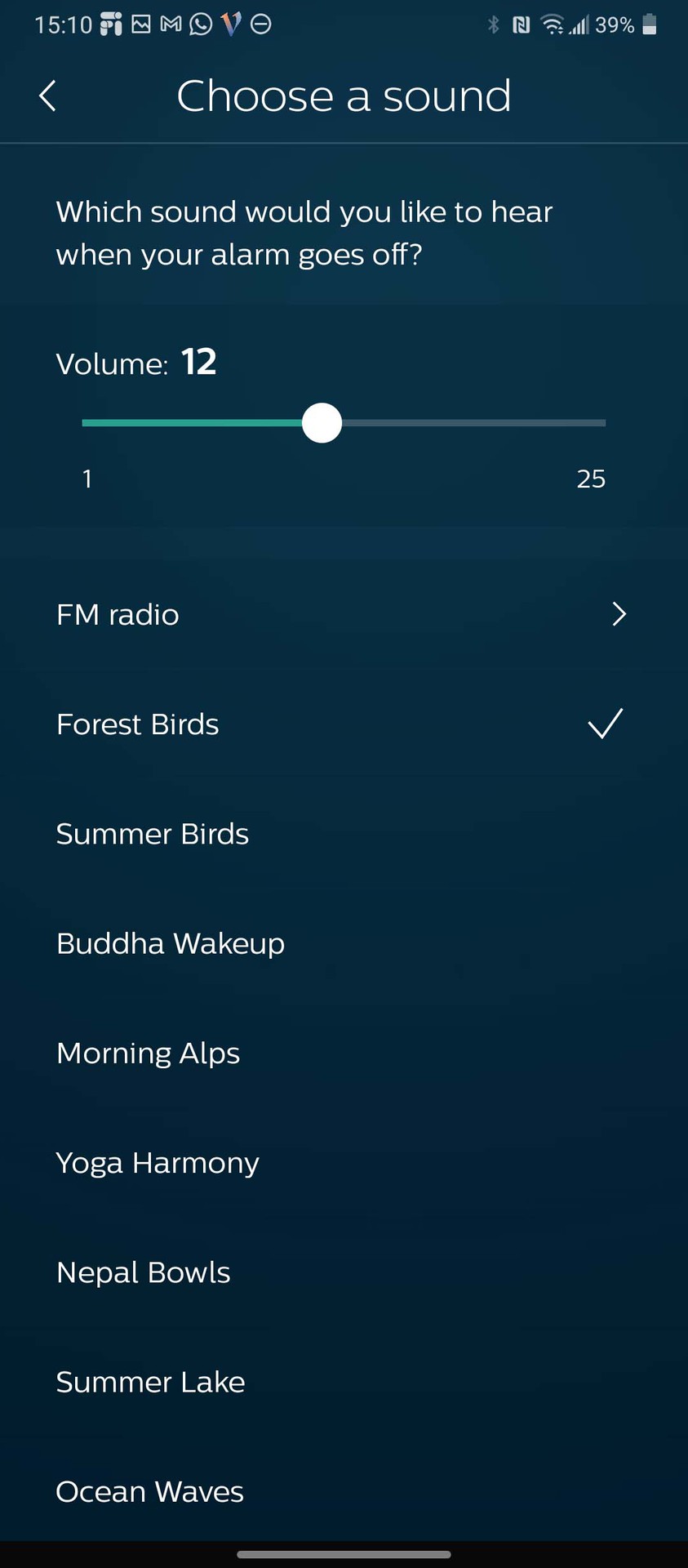 Philips SleepMapper app choose alarm sound