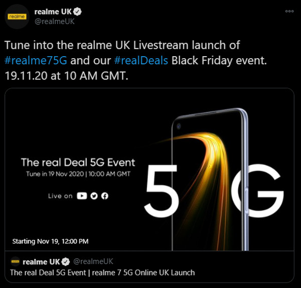 Realme7 5G UK launch twitter