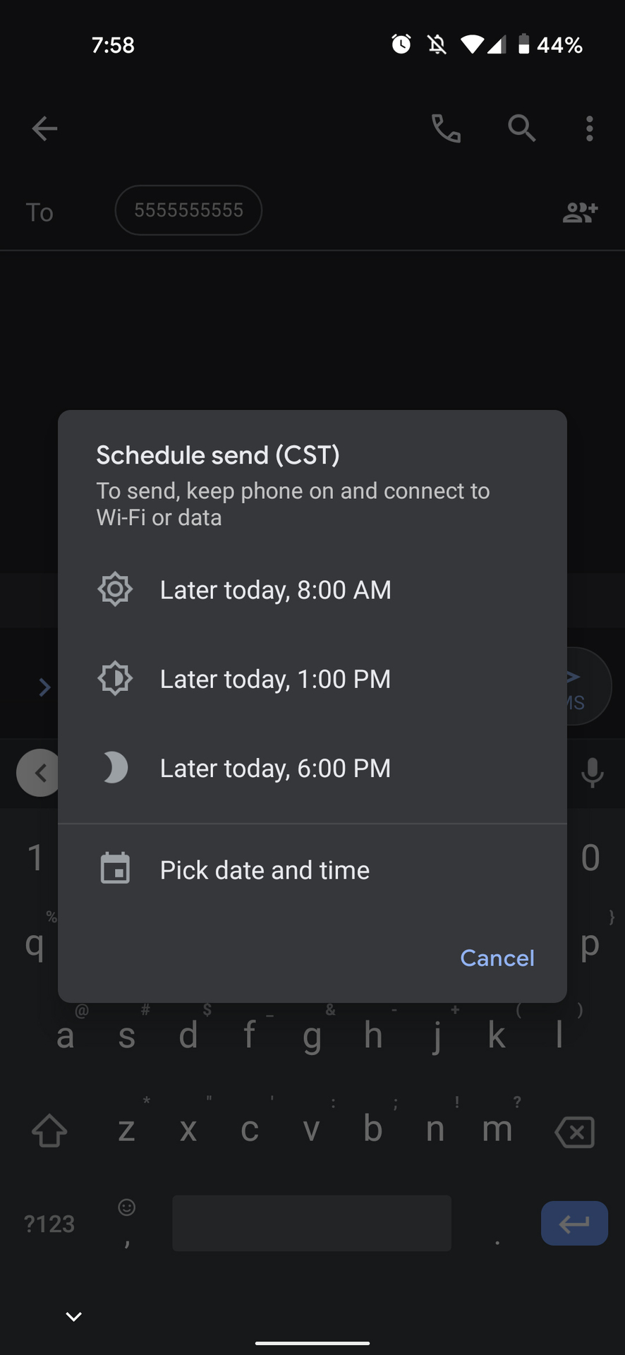 how to schedule text android google messages schedule options