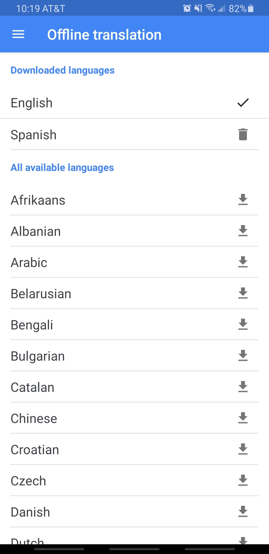 offline translation downloadable languages
