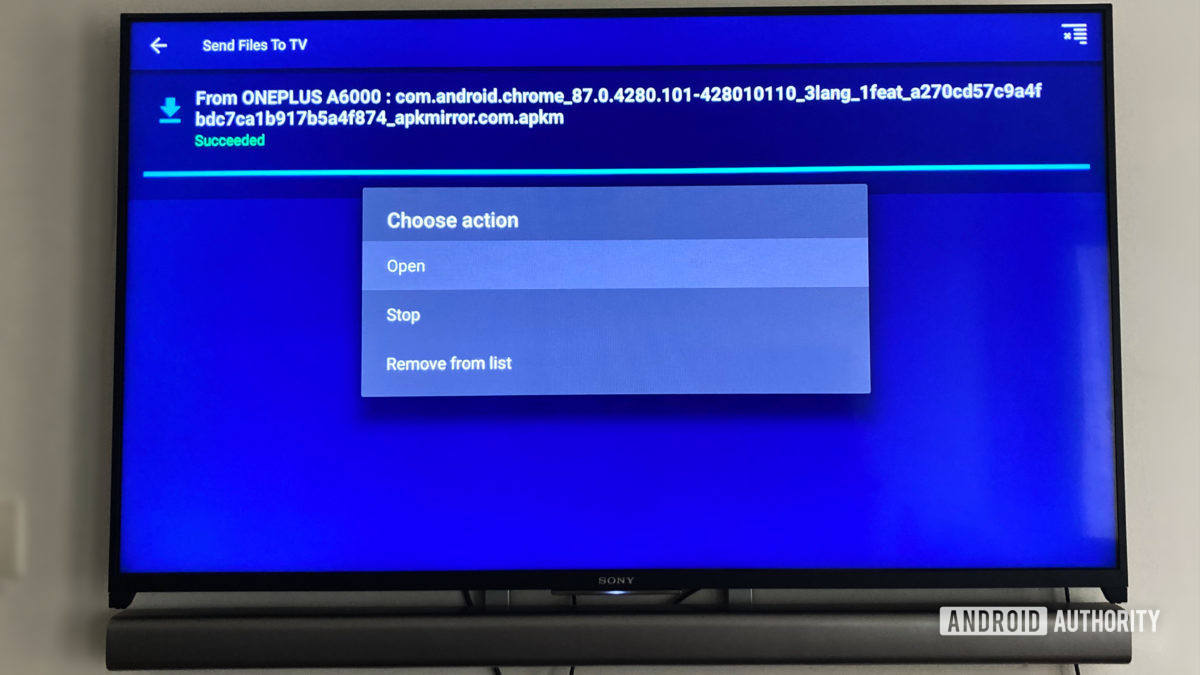 Send Files To Your TV app APK Installation On Android TV