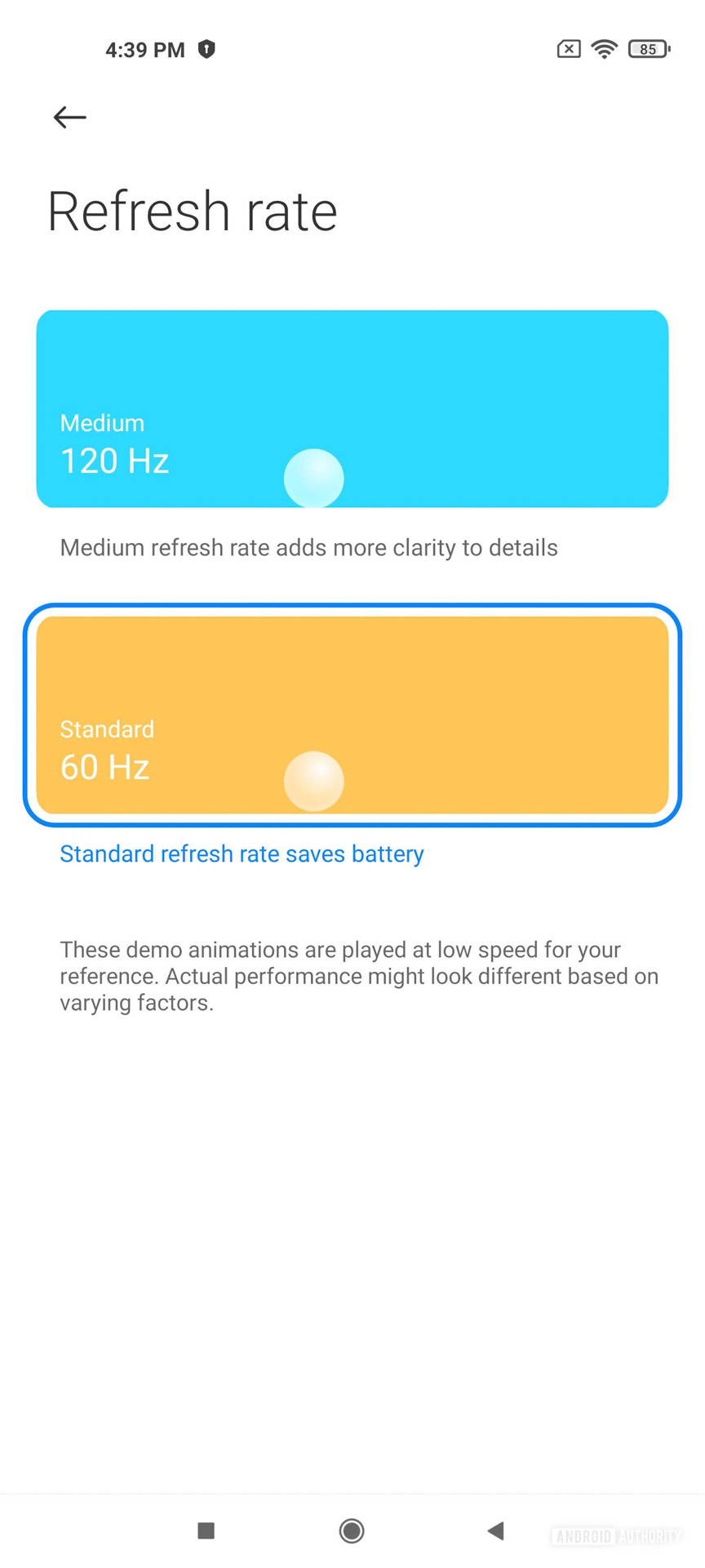 Xiaomi Mi 11 MIUI 12 refresh rate