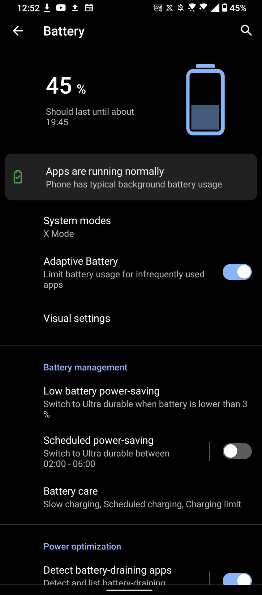 Asus ROG Phone 5 Battery percentage screen