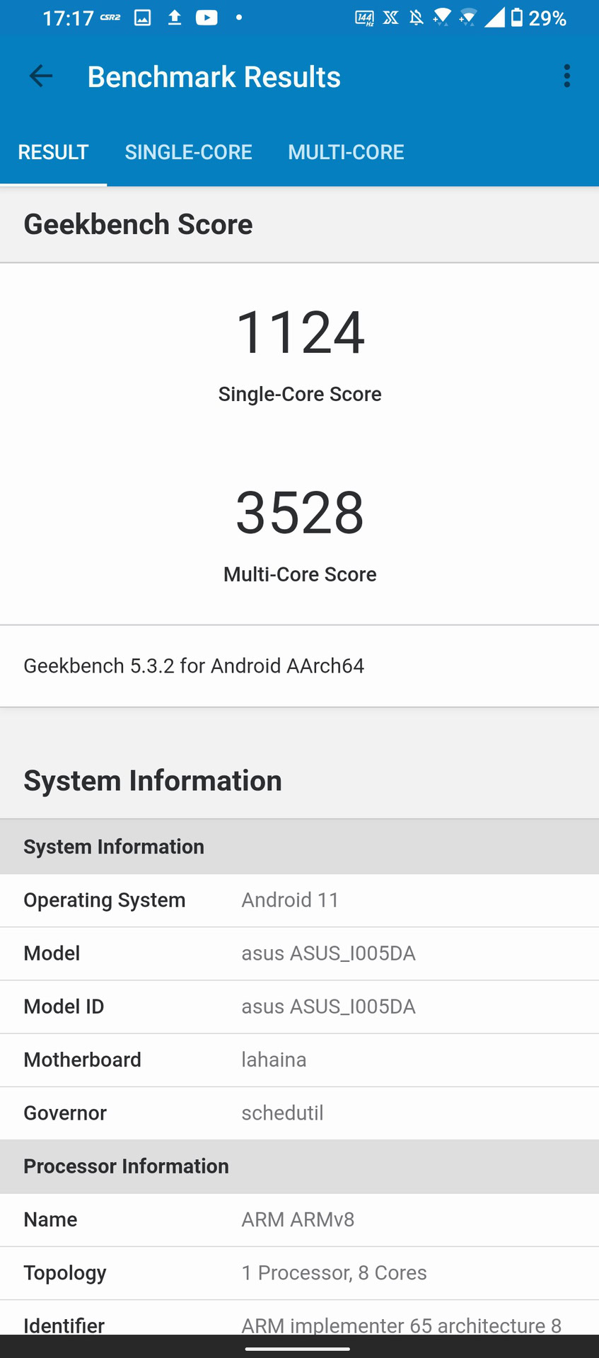 Asus ROG Phone 5 Geekbench 5