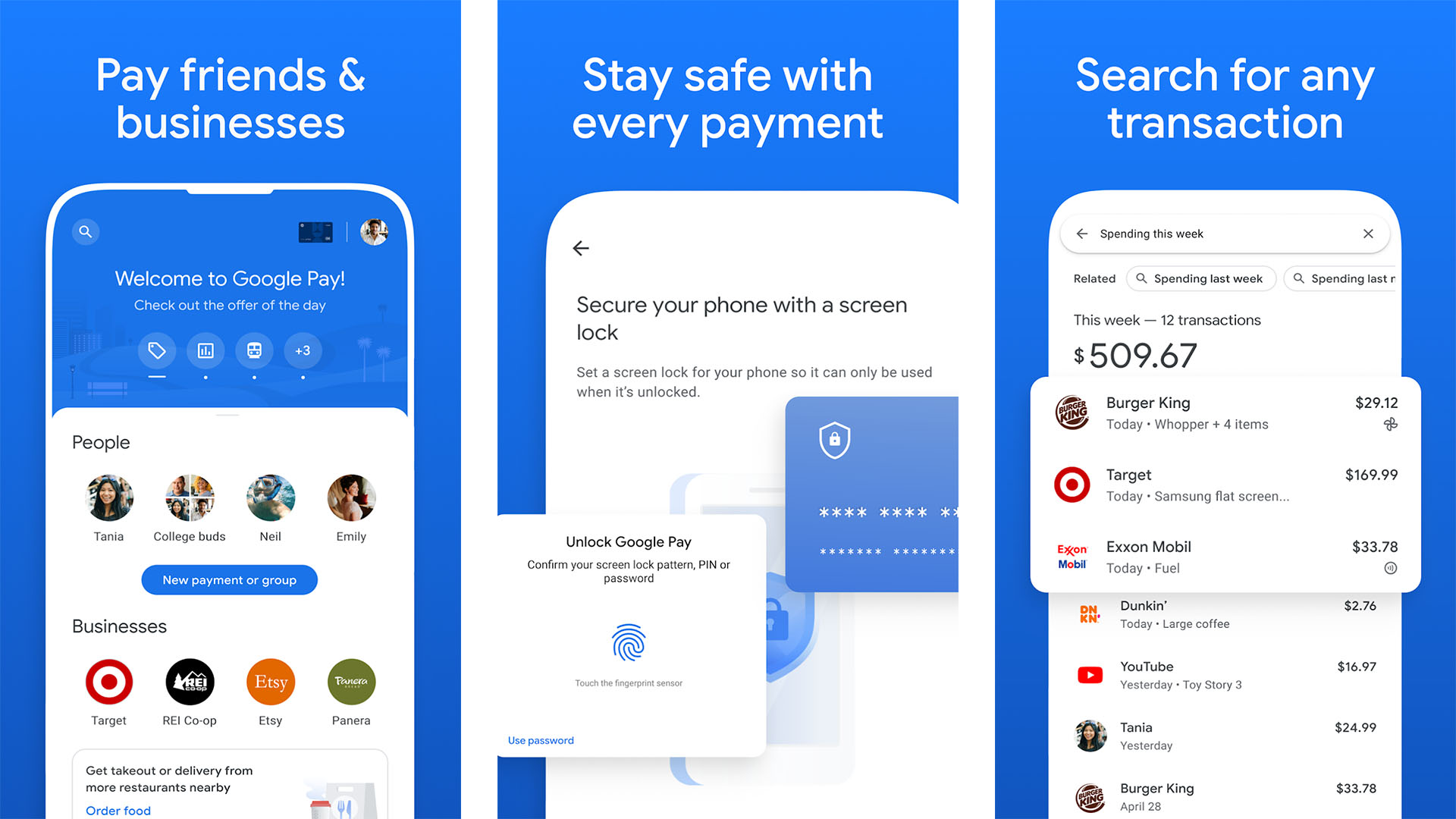 Capture d'écran Google Pay 2021