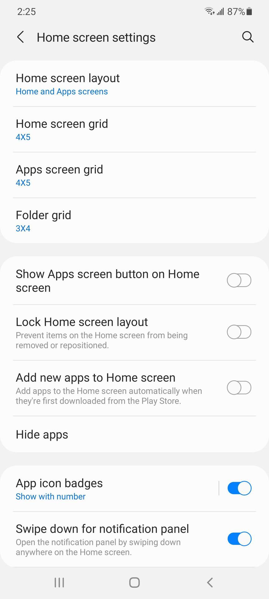 One UI 3.0 Home Screen Settings