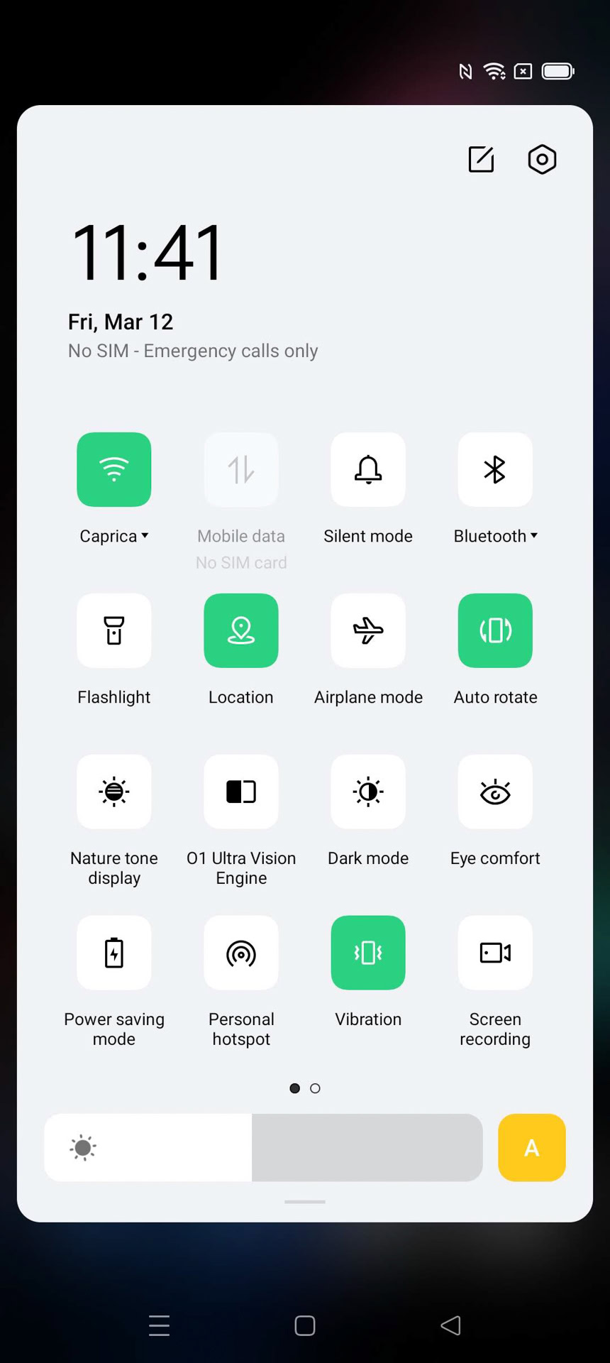 Oppo Find X3 Pro quick settings