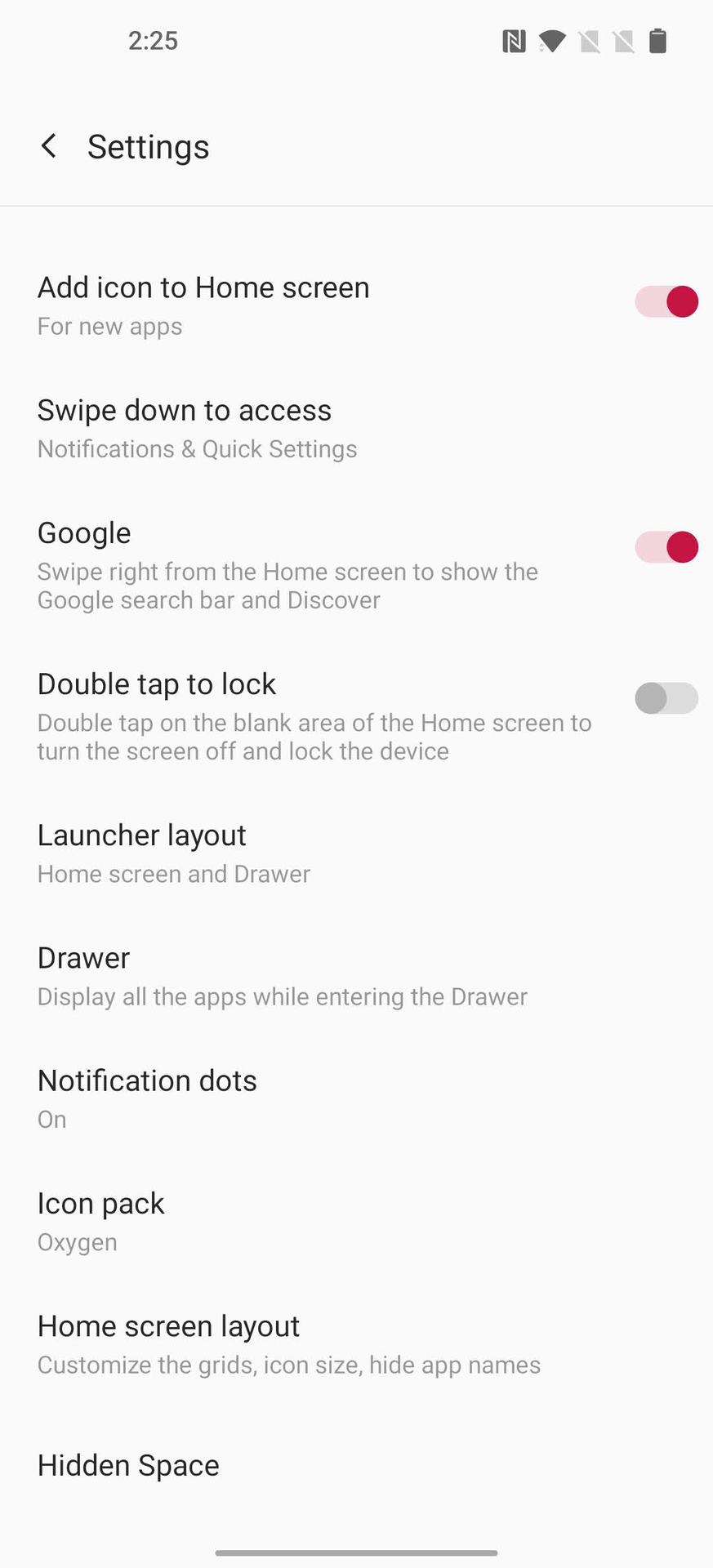 Oxygen OS 11 Home Screen Settings