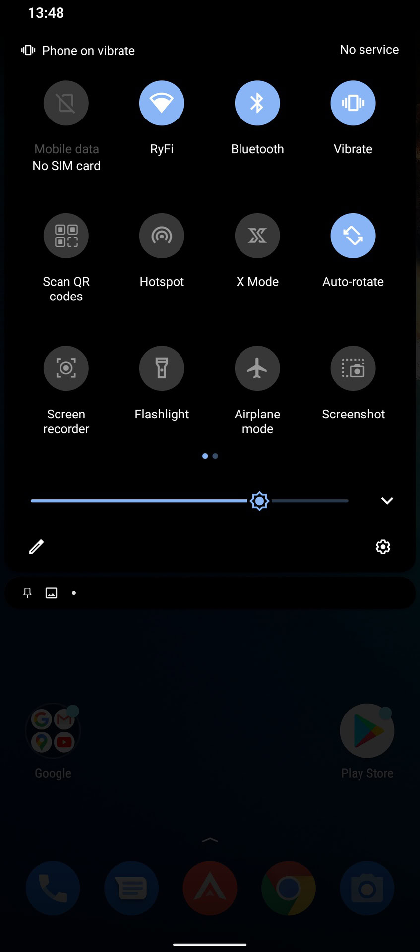 ROG Phone 5 screenshot of the quick settings shade