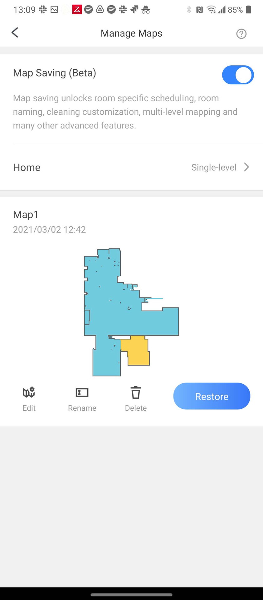 Roborock S7 app map settings