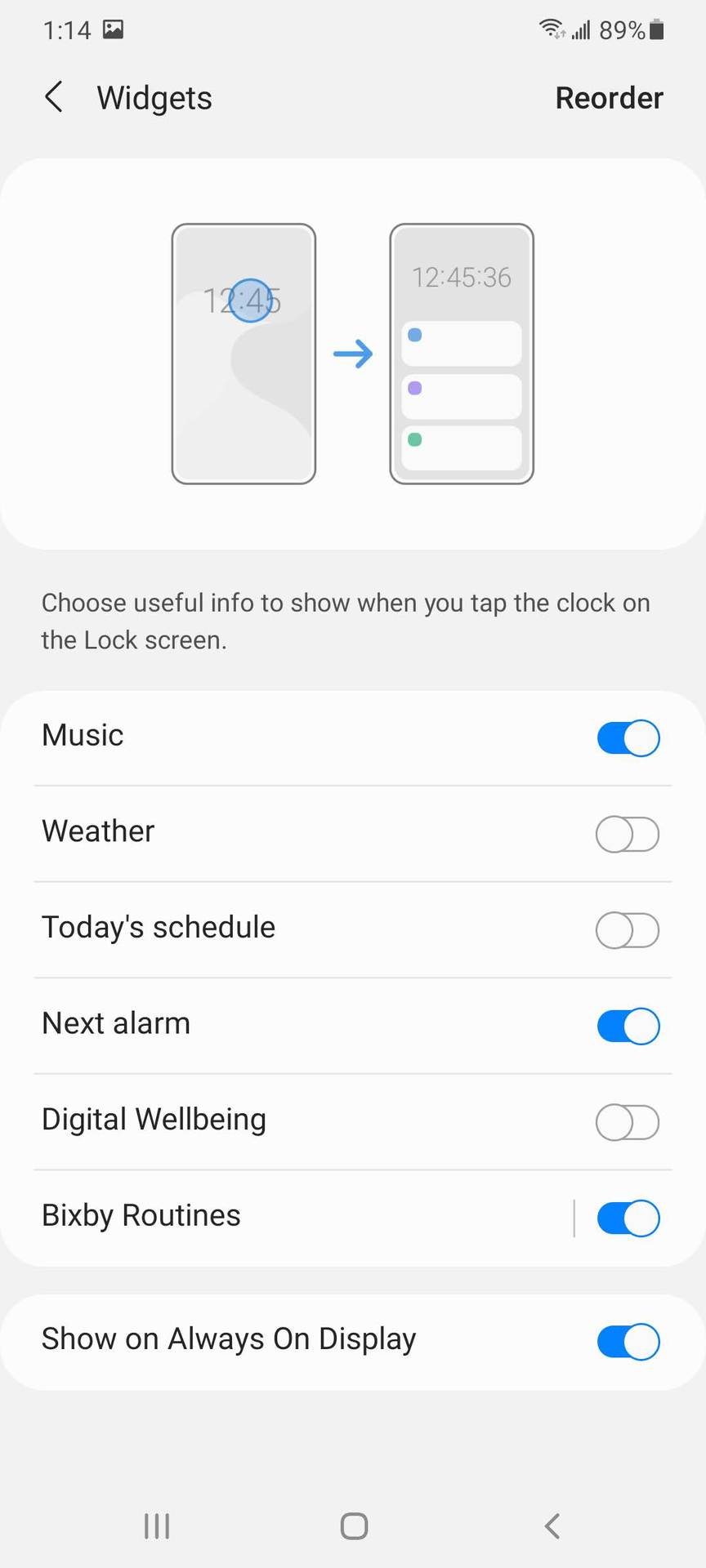 Samsung One UI 3.0 AOD Widgets