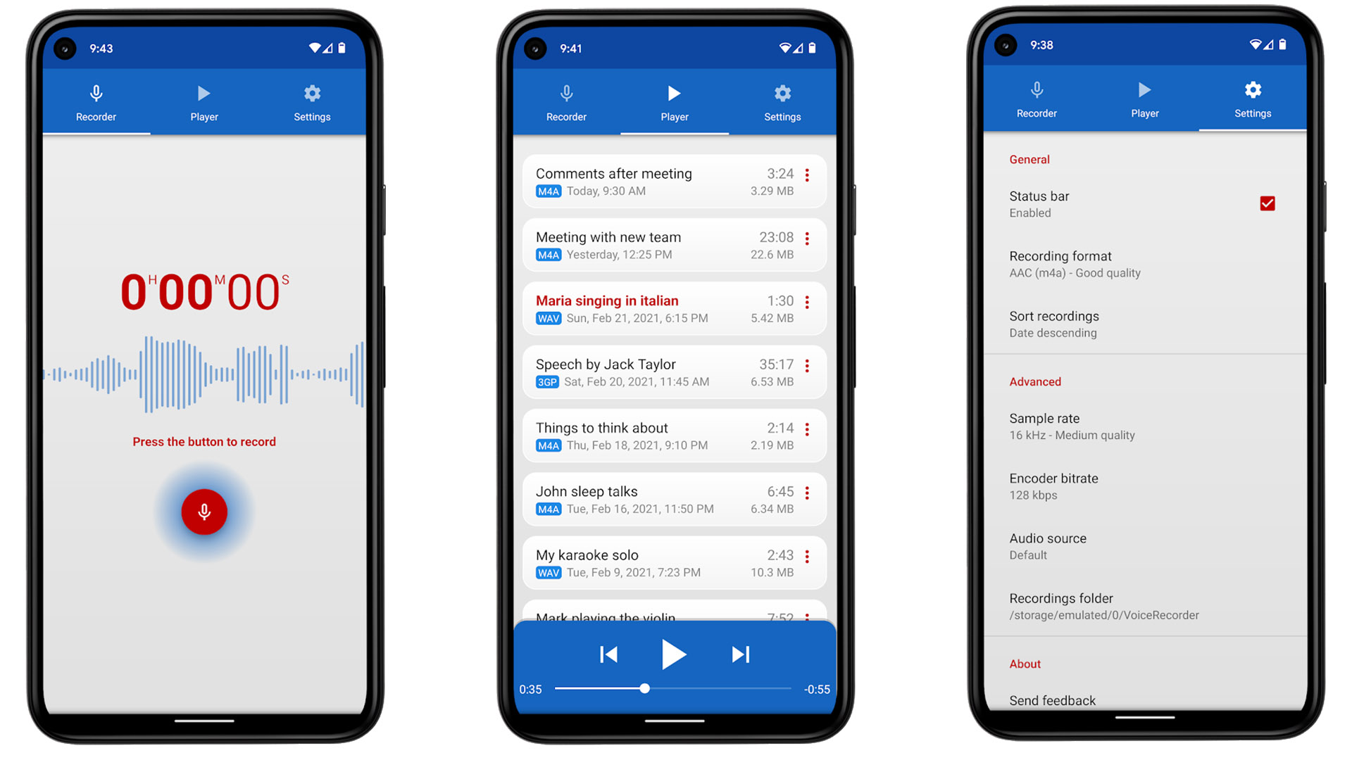 Splend Apps Voice Recorder screenshot 2021