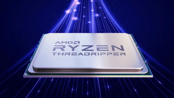 AMD Ryzen Threadripper processor on a blue background