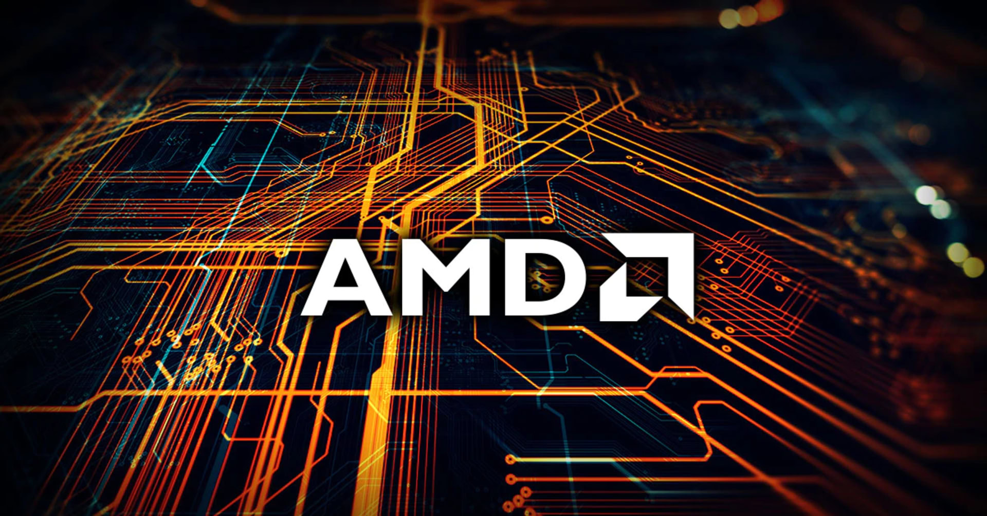 AMD processor logo on circuit background
