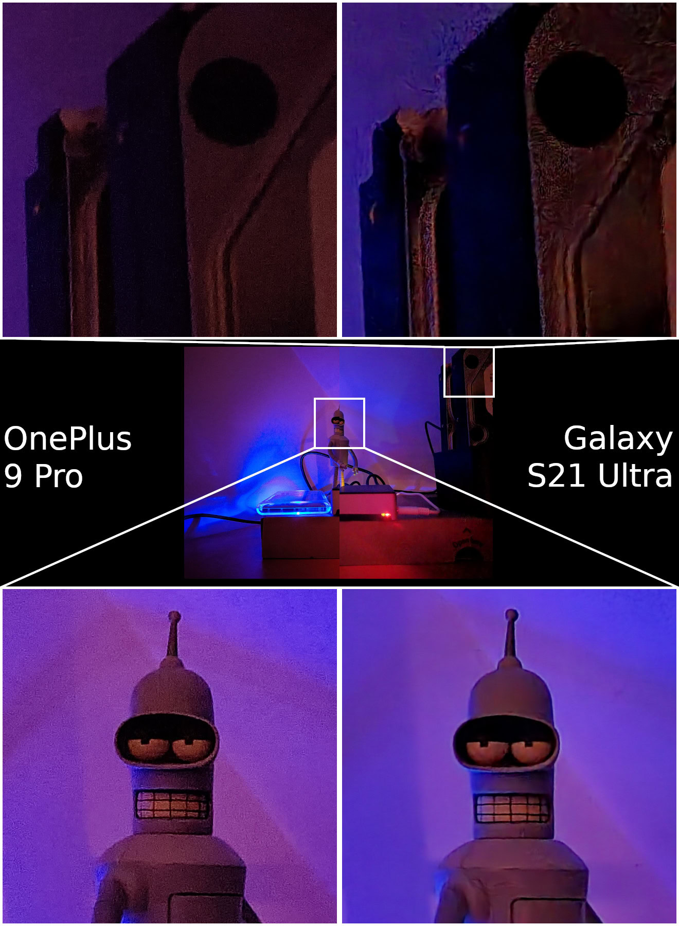 OnePlus 9 Pro vs Samsung Galaxy S21 Ultra camera night