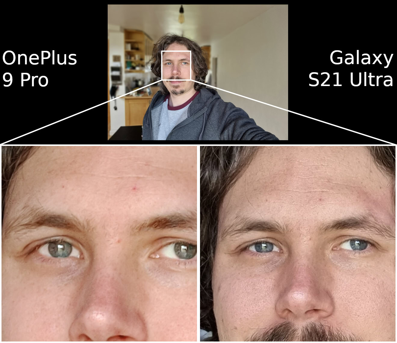 OnePlus 9 Pro vs Samsung Galaxy S21 Ultra camera selfie