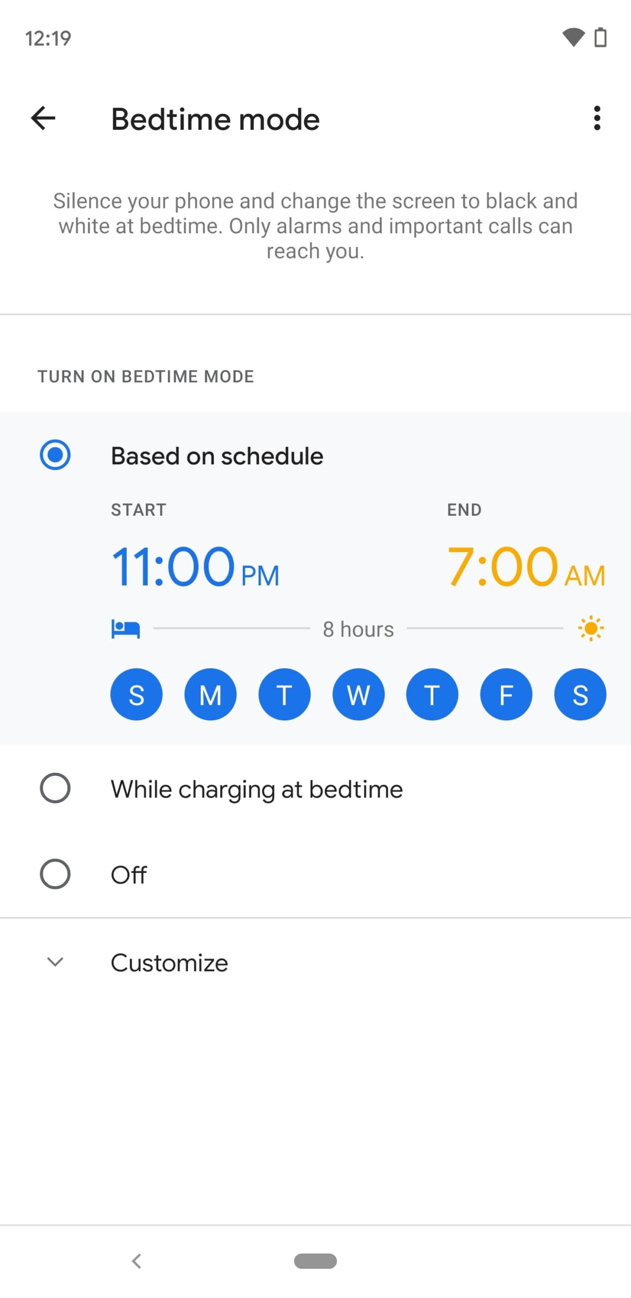 Android Bedtime Mode