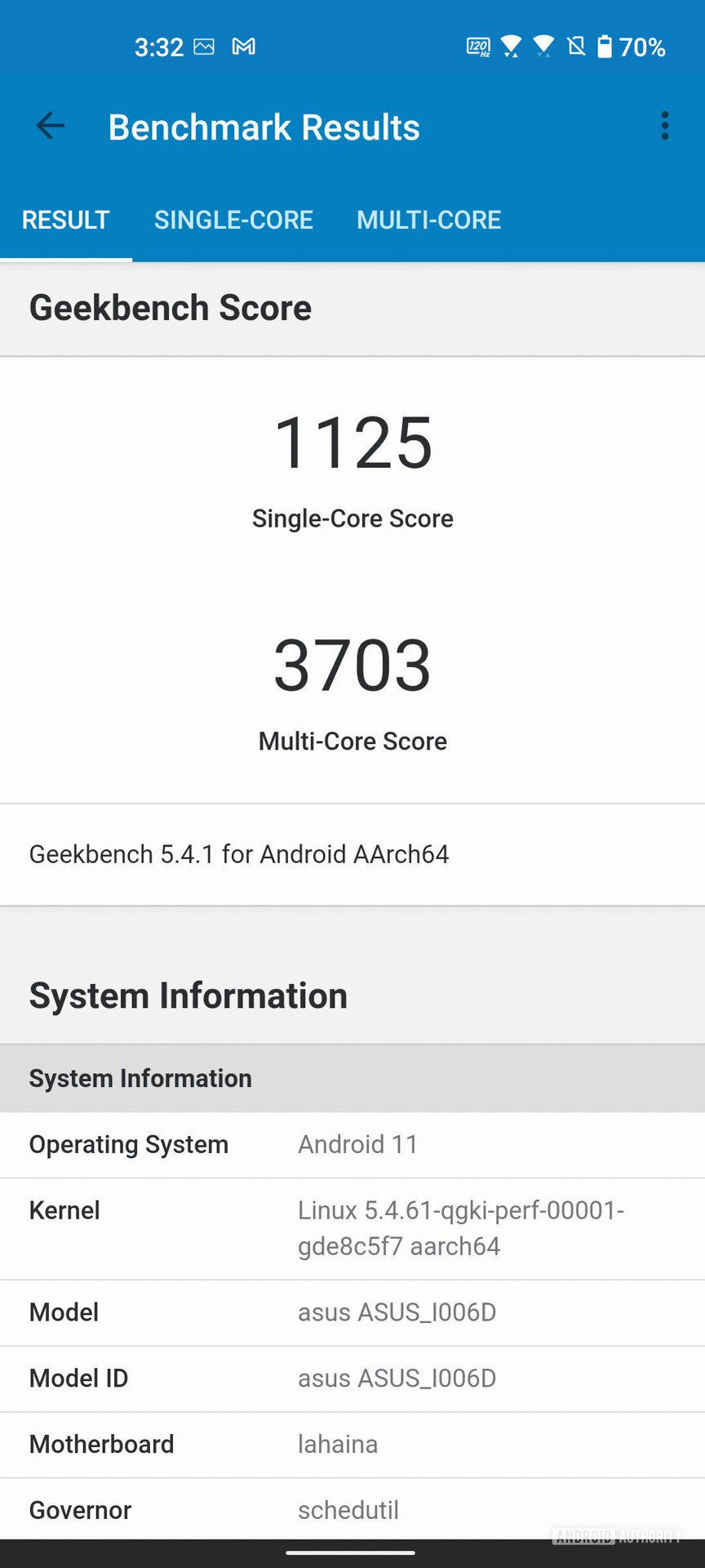 Asus Zenfone 8 Geekbench 5