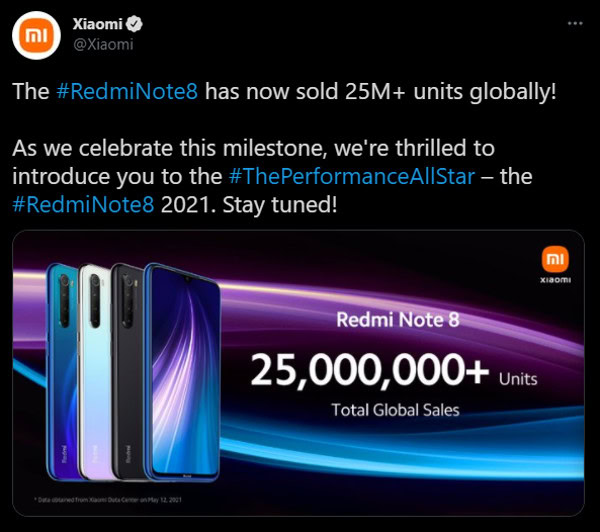 Redmi Note 8 2021 official twitter