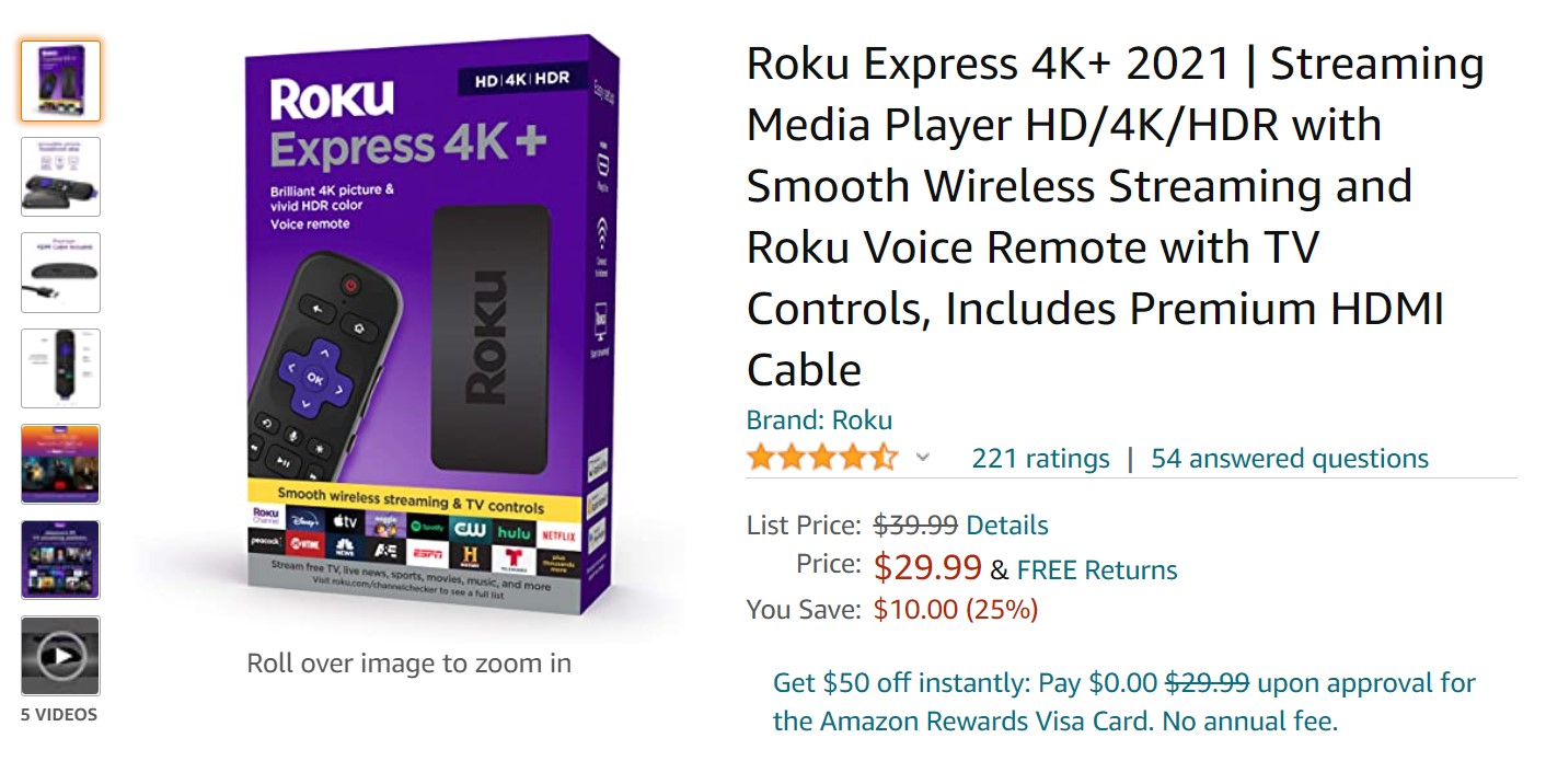 Roku Express 4K Plus 2021 Amazon Deal
