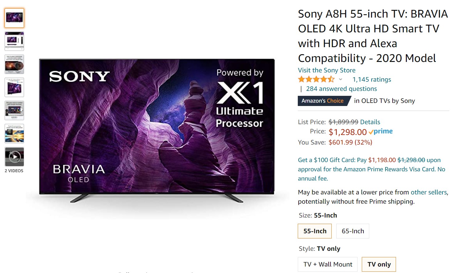 Sony Bravia 55 inch OLED 4K TV Amazon Deal
