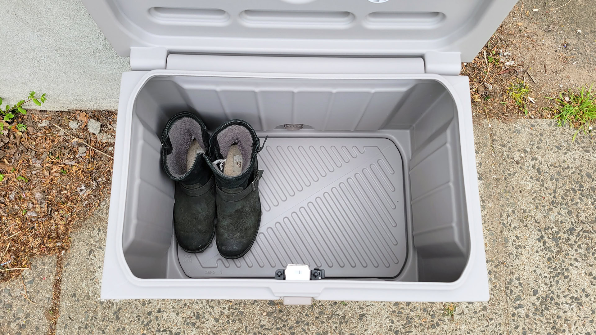 Yale Smart Delivery Box Review Interior with Boots