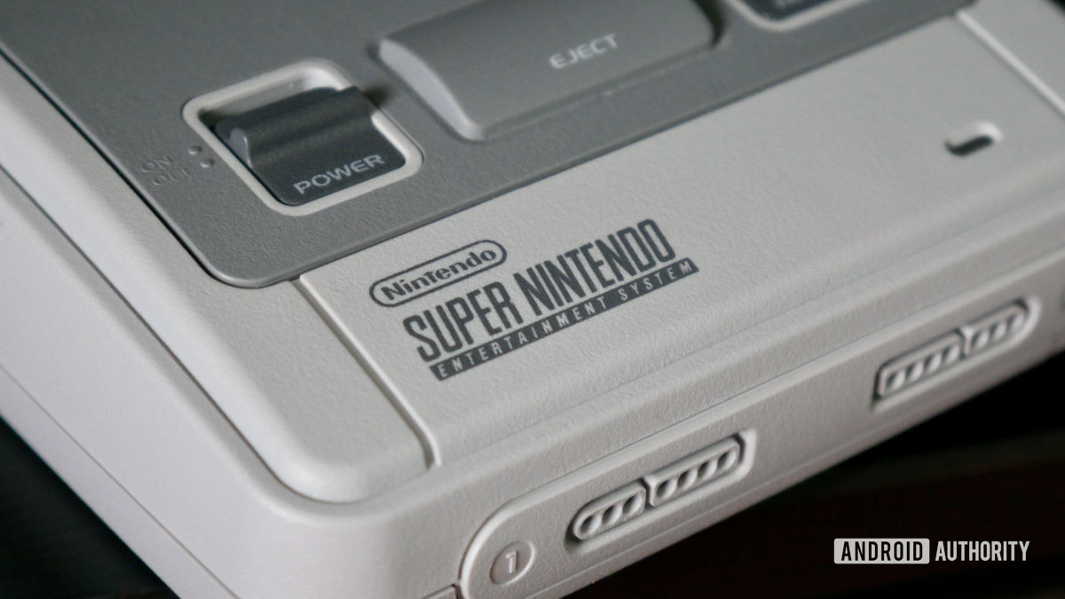 The SNES Console showing the Super Nintendo logo.