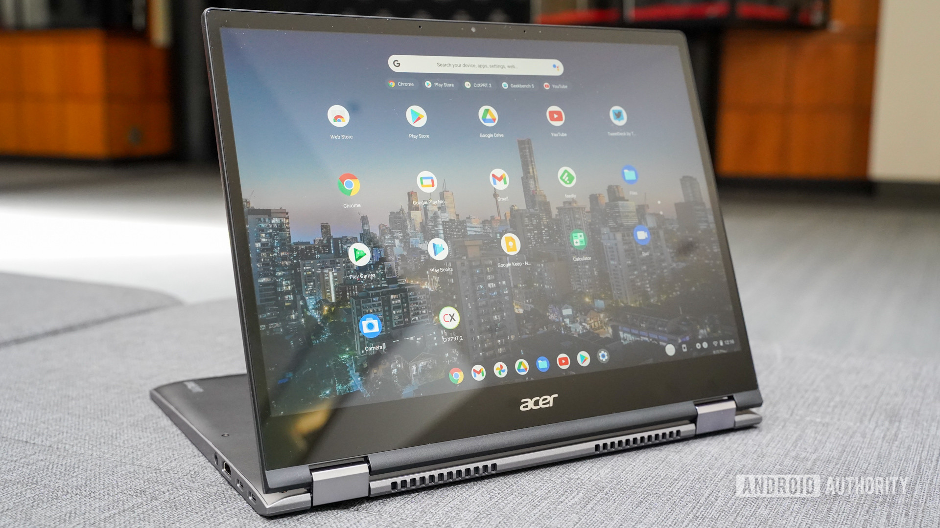 The Acer Chromebook Spin 713 presentation mode.