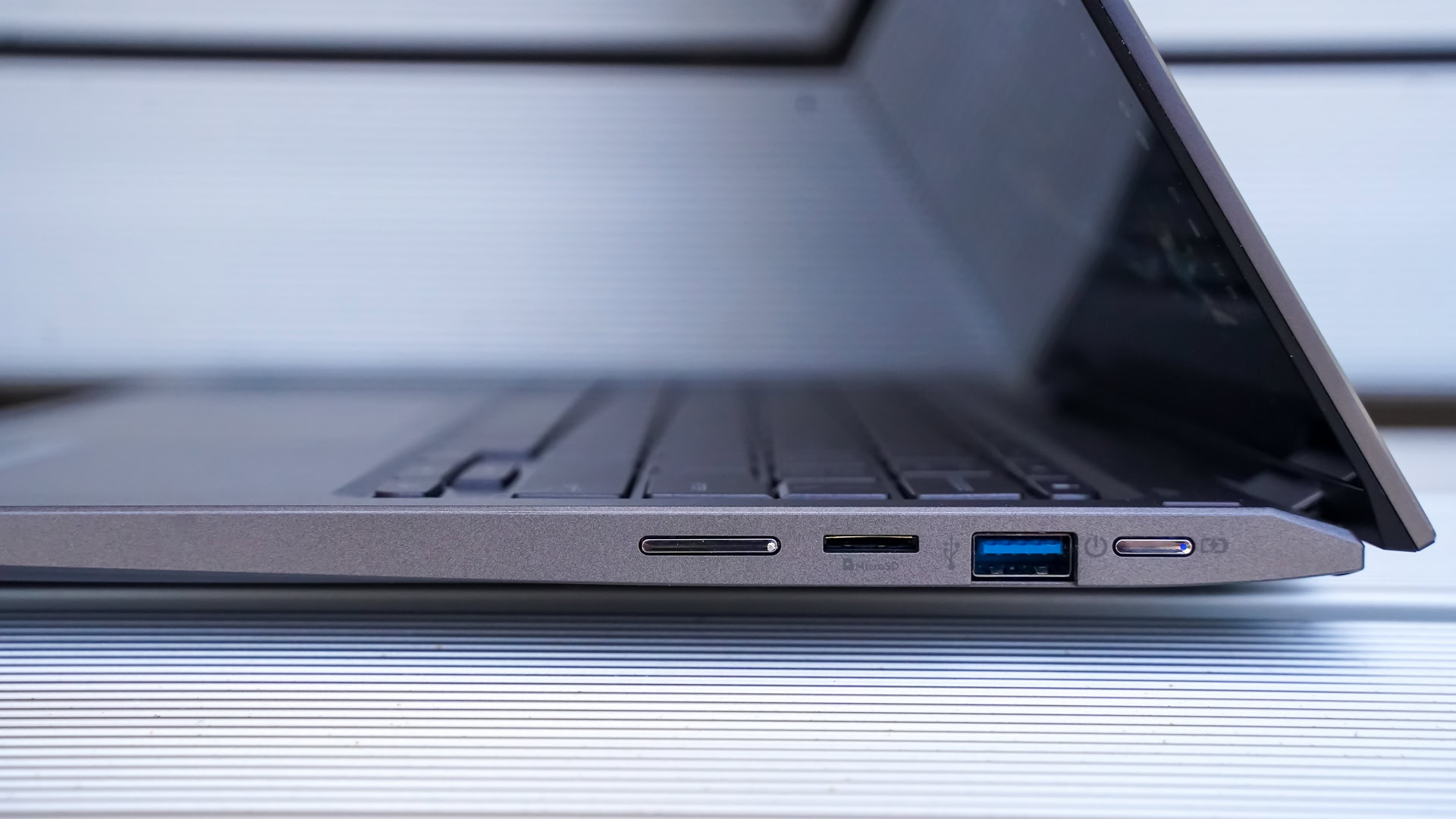The Acer Chromebook Spin 713 side view showing the right ports.