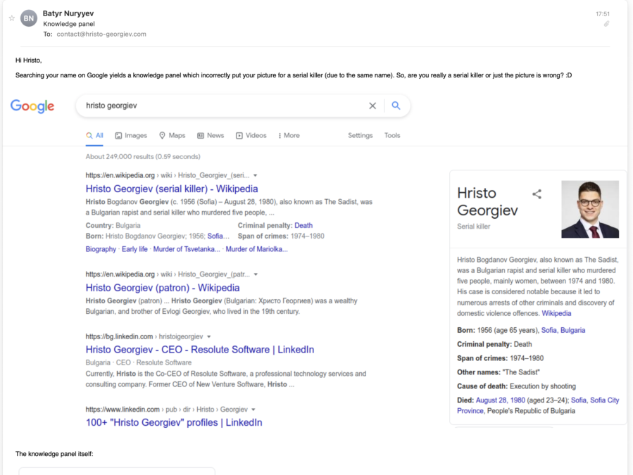Google knowledge graph issue