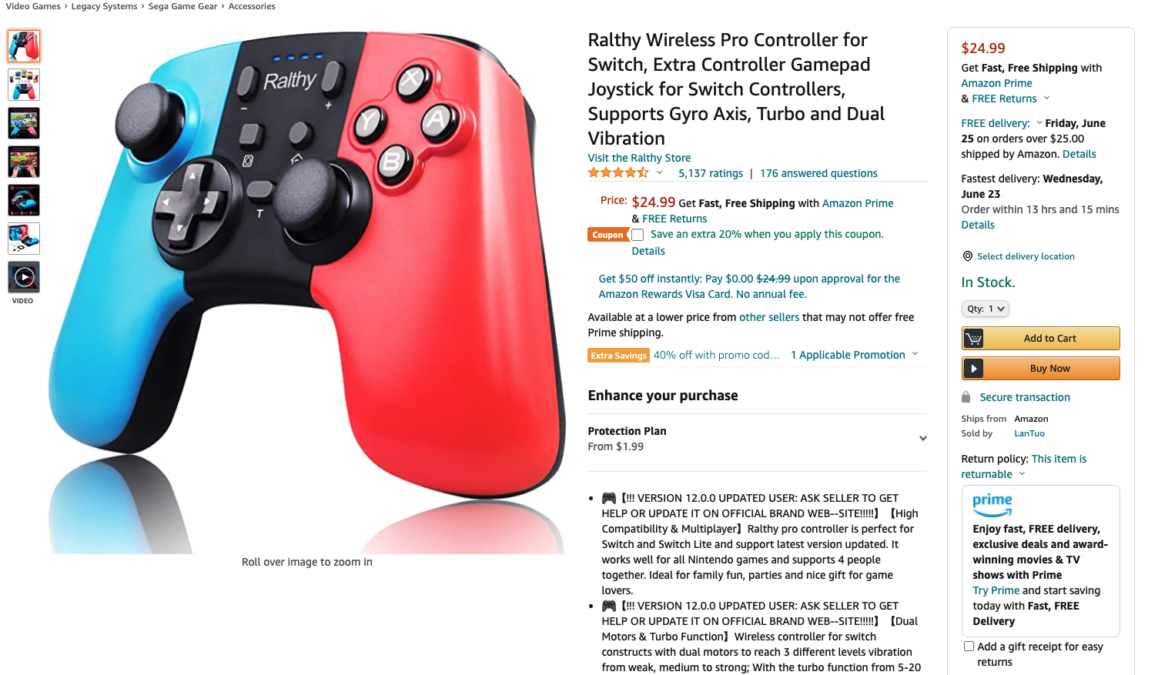 ralthy wireless controller deal screenshot