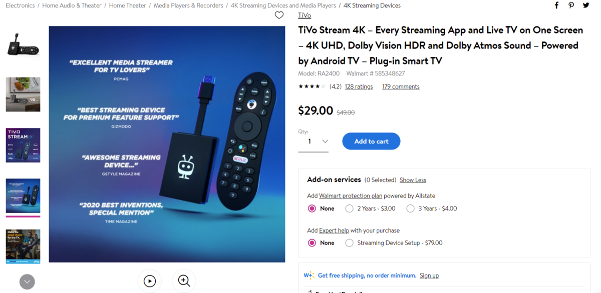 The TiVo Stream 4K is currently 40% off at Walmart