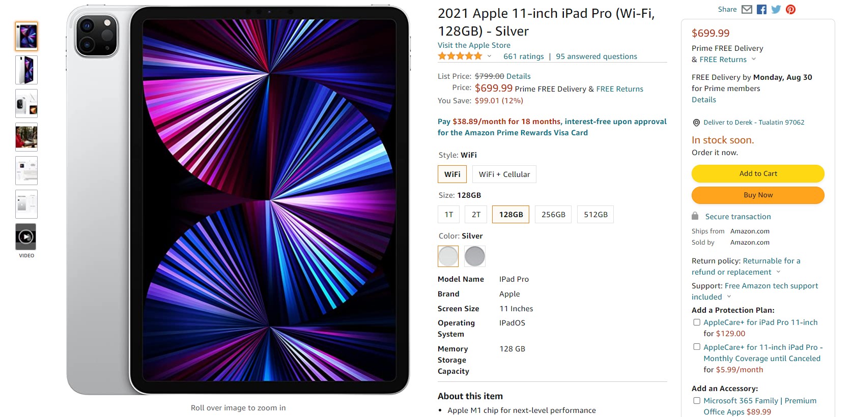 2021 Apple iPad Pro 11 pouces Offre Amazon