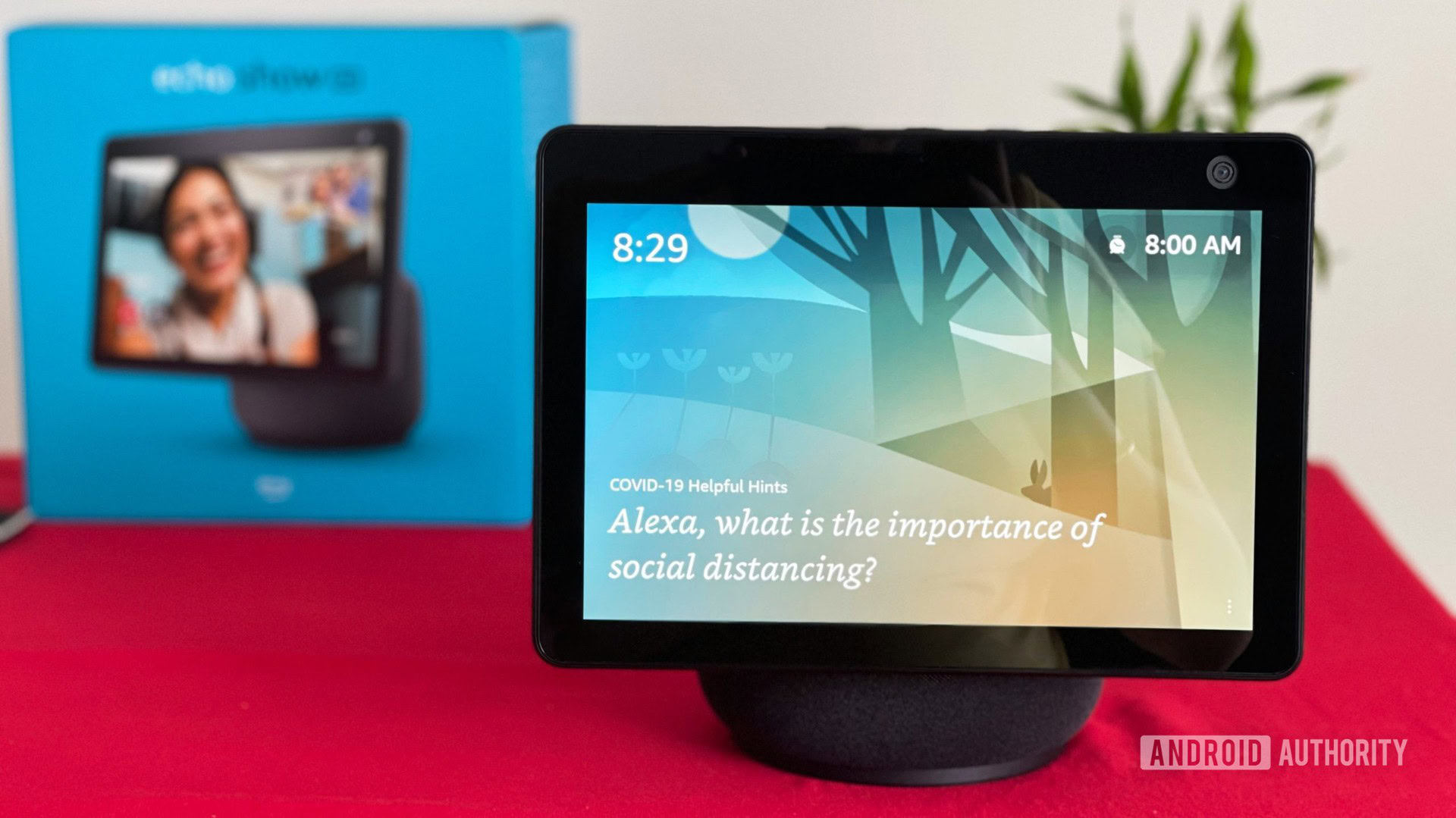 An Amazon Echo Show 10 with Alexa onscreen.