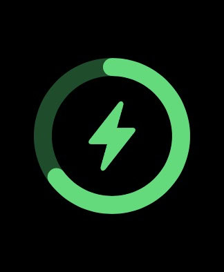 Apple Watch screenshot shows charging status with a green lightning bolt