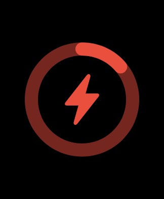 Apple Watch screenshot shows charging status with a red lightning bolt